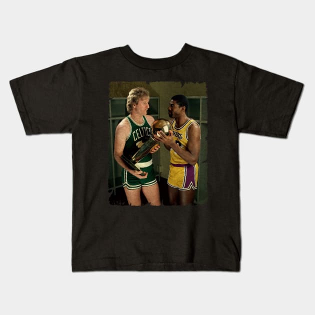 Larry Bird and Magic Johnson Kids T-Shirt by Wendyshopart